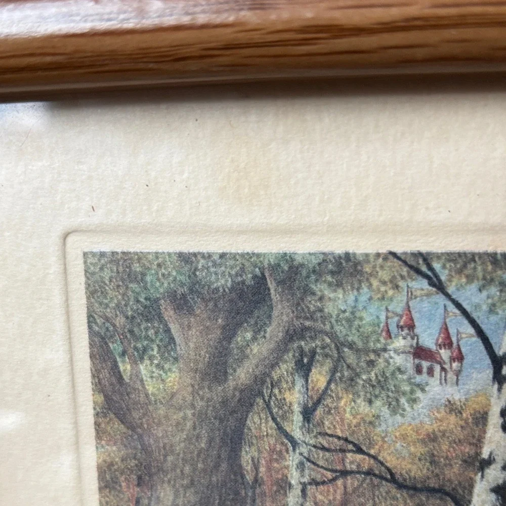 Vintage Joyce Hayashi Framed Teddy Bear Chasing Butterfly Print Framed Art‎ 7.5